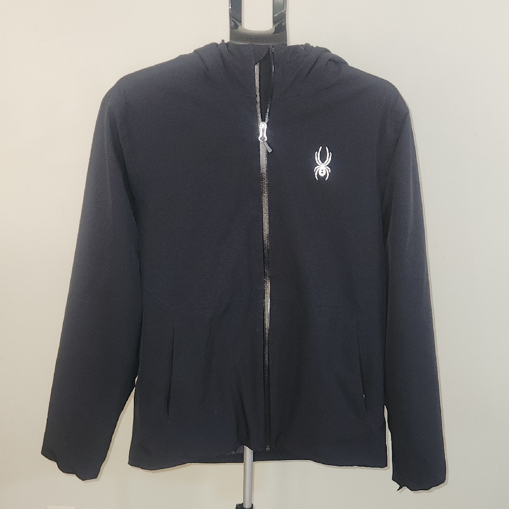 Spyder Black Jacket with Logo. Size Medium.